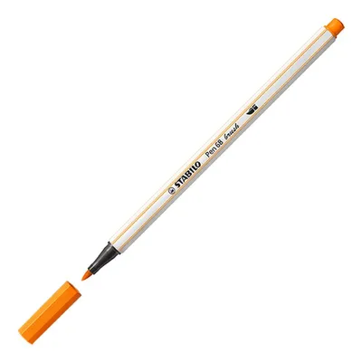 Obrázok produktu pre Prémiové plstené pero so štetcovým hrotom na premenlivú šírku čiary - STABILO Pen 68 brush - jedno pero - oranžová