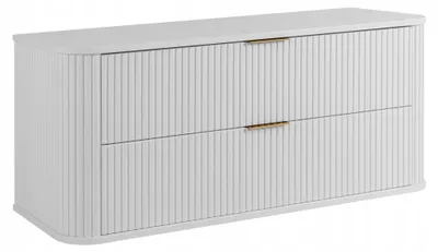 Zdjęcie produktu dla Szafka Łazienkowa Wisząca Pod Umywalkę 120 Cm Biała Ryflowane Fronty Elesan