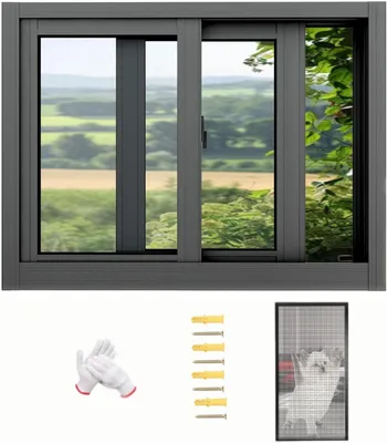 Produktbild von Horizontales Kellerfenster mit gehärtetem Glas, 50,8 - 101,6 cm, als Ersatz für Badezimmer, Küche, Lofts und Schuppen, schwarze Oberfläche, Größe 83 x 61 cm