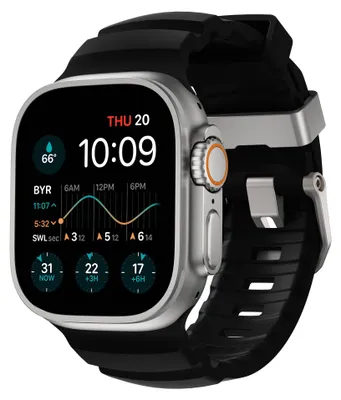 Produktbild von Nomad Rocky Point Band Apple Watch (Ultra) 42mm / 44mm / 45mm / 46mm / 49mm Carbon Black Connector Natural