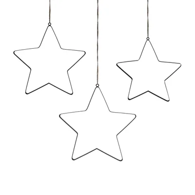 Immagine prodotto di Stella da appendere con nastro di juta - set di 3 - 41/34/24 cm - colore: nero
