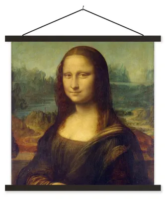 Produktbild von MuchoWow® Textilposter Mona Lisa - Leonardo da Vinci 90x90 cm mit schwarzem Rahmen - Magnetisches