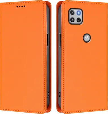 Image de Étui en cuir pour Motorola Moto G 5G 2020, étui à rabat magnétique en cuirPolyuréthaneavec support, orange