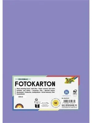 Dekoračný kartón, 2 stranný, A4, 300 g, 50 listov, FOLIA, fialovomodrý