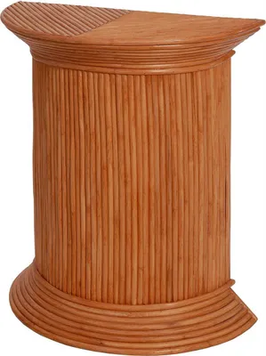 Produktbild von KRINES HOME Halbrunde Blumensäule, Pflanzenständer aus echtem Rattan / Blumenhocker 60x30x72cm (Apricot)