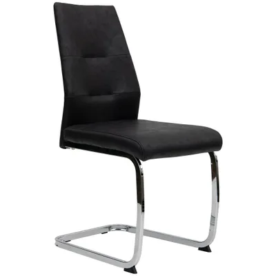 Produktbild von Moderne Esszimmerstühle in Lederoptik - gepolsterte Freischwinger mit robustem Metallgestell - pflegeleichte Schwingstühle mit atmungsaktiver Oberfläche,Menge:1 St.;Farbe:Schwarz mit Chrombeinen