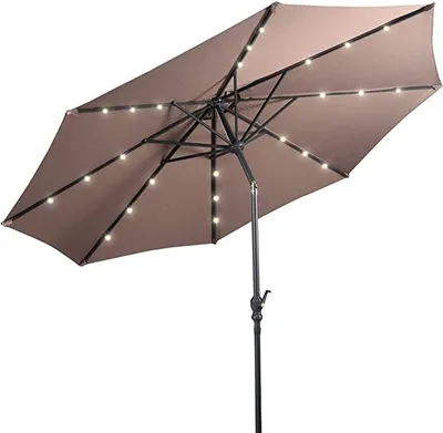 Produktbild von LED Gartenschirm mit LED, Sonnenschirm mit Solar-Beleuchtung, Ø 300 cm Sonnenschirm faltbar/Ampelschirm/Terrassenschirm/Kurbelschirm/Strandschirm Solar LED, Farbwahl