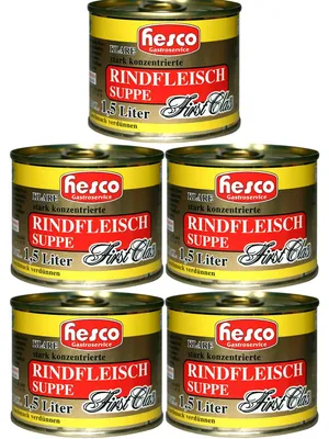 Zdjęcie produktu dla Hesco First Class Zupa wołowa wysoko skoncentrowana 5 puszek 1060ml