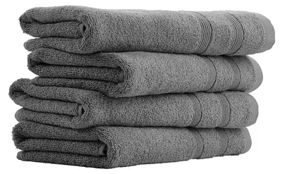 Produktbild von Uncover by SCHIESSER Handtuch Brooklyn | 4er-Set | 100% Baumwolle | schlichte Streifenbordüre | Weich und saugstark | 50x100 cm | Dunkelgraurau