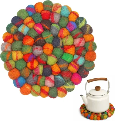 Imagen del producto de Posavasos de fieltro, redondos, resistentes al calor, de 20 cm de diámetro, para la cocina