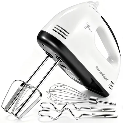 Handmixer 300 W, 7 Stufen, 5 Edelstahlteile, weiß