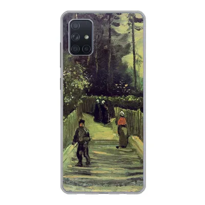 Produktbild von MuchoWow® Handyhülle Schutzhülle Hülle für Samsung Galaxy A71 Schräger Weg in Montmartre - Vincent van Gogh Silikon Softcase Handy Hülle - Kartenbesitzer