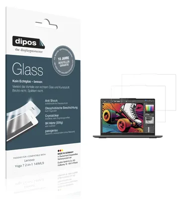 Produktbild von 2x Schutzfolie für Lenovo Yoga 7 2-in-1 14IML9 - Anti-Shock 9H Folie dipos Glass Kunststoffglas