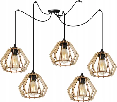Image de Suspension moderne en bois avec éclairage LED