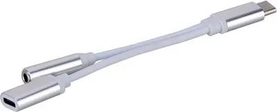 Produktbild von USB Typ C 2 in 1 Adapter Ladekabel Kabel 3,5 mm AUX Klinke Kopfhörer Silber