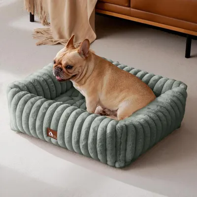 Image de Lit pour chien de luxe, canapé pour chien, lavable, gris foncé, taille M, 64x53x18 cm