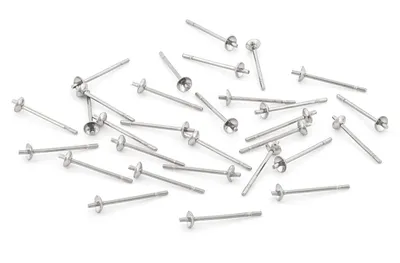 Produktbild von Vintageparts Ohrstecker für angebohrte Perlen, Edelstahl 304, platinfarben, 30 Stück