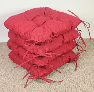 Produktbild von Set 4 x Stuhlkissen/Sitzkissen Lara 38 x 38 cm Dicke 8 cm, Fb. Colore Rosso (rot) mit Schleifen