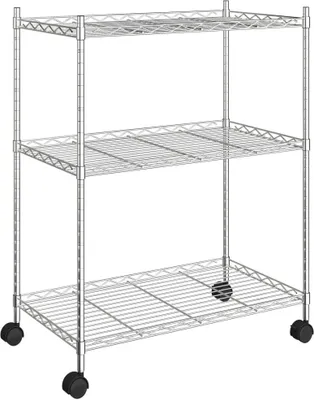 Image de Étagère de rangement 3 niveaux et roues 60x35x81cm chrome 150kg