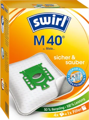 Produktbild von 4  Swirl M40, M 40 Staubsaugerbeutel passend für Miele Complete C3 Electro EcoLine - SGFP3