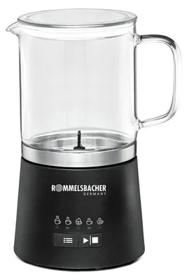 Produktbild von Rommelsbacher MS 625, Automatischer Milchaufschäumer/-wärmer, Schwarz, Edelstahl, Glas, 250 ml, 500 ml, Heiß & Kalt