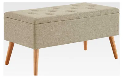 Produktbild von Sitzbank mit Stauraum aus Leinen (Beige)