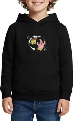 Produktbild von Spreadshirt Spongebob Schwammkopf Mit Patrick In Einer Blase Kinder Premium Hoodie, 146/152 (10 Jahre), Schwarz
