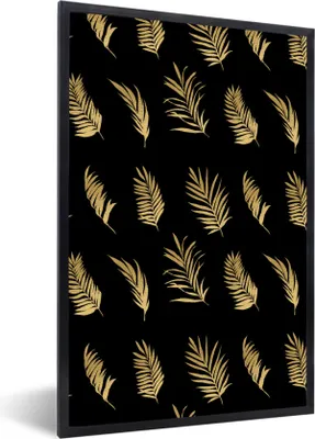 Produktbild von MuchoWow® Gerahmtes Poster Tropisch - Gold - Blatt 20x30 cm - Poster mit Schwarzem Bilderrahmen Wandposter Rahmen Foto Bilder - Drucken - Bilder Poster im Rahmen