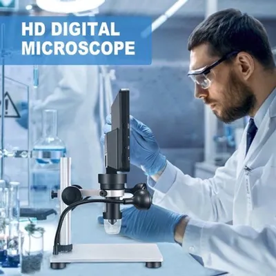 Image de Microscope numérique avec écran HD de 7 pouces, zoom 1200x et appareil photo 12MP, avec éclairage LED et connexion USB