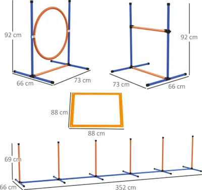 Produktbild von PawHut Agility Set Hunde, 4er-Set Hundetraining inklusive Pfeife, Tragetasche