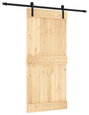 Produktbild von vidaXL Schiebetür Natürlich und Schwarz 95 x 210 cm Massivkiefer