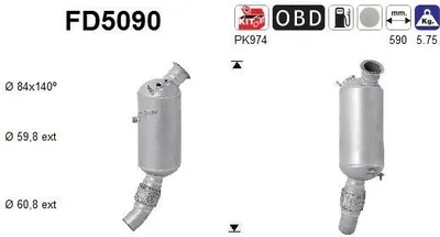 Produktbild von AS FD5090 Dieselpartikelfilter Rußpartikelfilter DPF für BMW 5 Touring (F11) Euro 5 Abgasanlage Diesel