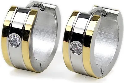 Produktbild von Minott Damen Ohrschmuck Ohrringe Creolen Edelstahl PVD Gold + Zirkonia