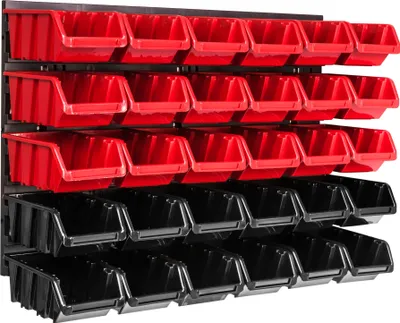 Obrázek produktu pro Nástěnný panel na nářadí 57,6 x 39 cm s 30  ks. Krabice závěsný Červené a Černé Stohovatelné Boxy
