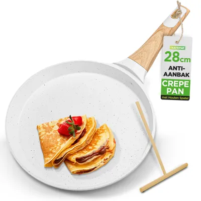 Crêpe-Pfanne 28 cm, antihaftbeschichtet, Marmor, Induktion, Weiß