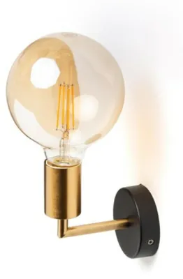 Zdjęcie produktu dla ARAQ lampa ścienna szczotkowany mosiądz/czarny 230V LED E27 15W