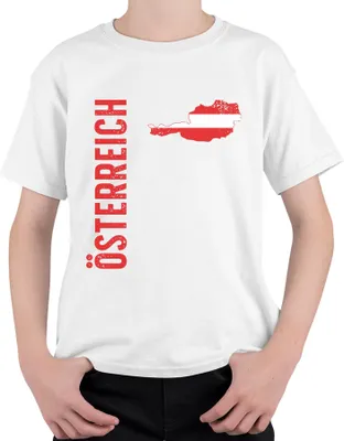 Produktbild von Österreich Fußball Fan Weltmeisterschaft Europameisterschaft EM Uni Kinder T-Shirt, Weiß, 140