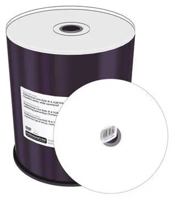 Zdjęcie produktu dla MediaRange MRPL601-C, DVD-R, 120 mm, Nadający się do druku, Pudełko CD/DVD cakebox, 100 szt., 4,7 GB