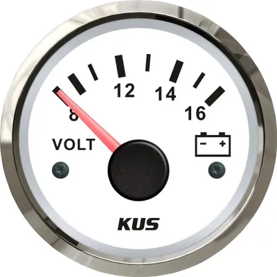 Obrázek produktu pro Měřič napětí pro lodě – 52 mm – 12 V – 8–16 V – Vodotěsný – Vhodný pro lodě, automobily a nákladní vozidla – Přístrojová deska