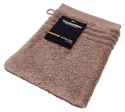 Produktbild von Traumschloss Frottier-Line Premium Waschhandschuh 16 x 21 cm taupe 100% ägäische Baumwolle mit 600g/m²