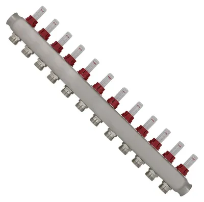 Fußbodenheizungsverteiler, 12 Gruppen, mit Durchflussmesser