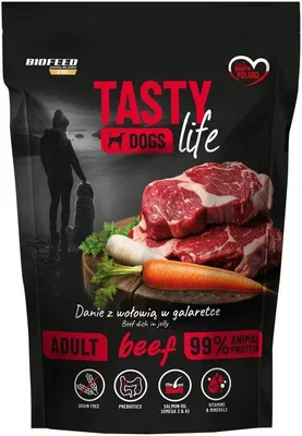 Image de BIOFEED, croquettes pour chien, saveur boeuf, 90%, sachet de 500g