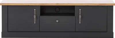 Produktbild von Landhaus Wohnzimmer Lowboard CESENA-61 in anthrazit mit Wotan Eiche Nb., B/H/T ca. 158/51/45 cm