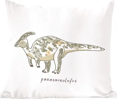 Produktbild von MuchoWow® Zierkissen Sofakissen Wohnzimmer Dekokissen 40x40 cm Kinderzimmer- Parasausolophus - Dinosaurier - Junge - Mädchen - Kind - Foto Kissen - Schlafzimmer Dekoration