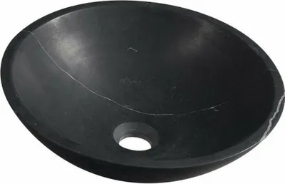 Produktbild von Sapho BLOK Stein-Waschbecken zum Aufsetzen Durch. 40cm, schwarz Marquin matt