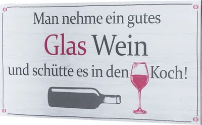 Produktbild von Wandbild 40x20cm Wein Spruch Koch Küche Deko Wandschild Wanddeko Bild Küchendeko