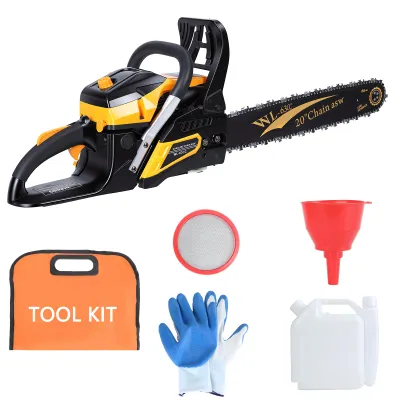 Produktbild von 20-Zoll-Benzinkettensäge (63 cm³), Zweitakt-Handkettensäge mit ergonomischem Griff, vibrationsarme, kabellose Kettensäge für Forst- und Holzarbeiten