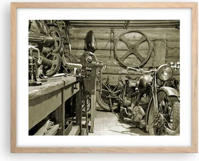 Produktbild von Gerahmtes Poster - Rahmen in heller Eiche - Werkstatt Motor - 50x40 cm - Wand Bild - Wanddeko - Wandbilder - Kunstposter - Wandposter - Bilderrahmen - Bilder - Kunstdruck - Wandbild - P2NAA50x40-3519