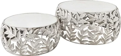 Image de Table basse 68 cm en marbre argenté, design moderne pour le salon - ACHETER MAINTENANT