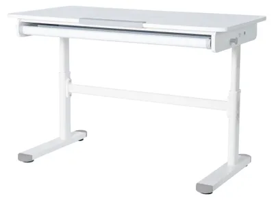 Image de Bureau enfant Roba Smart Grow avec tiroir, 110x60 cm - Bureau pour enfants à partir de 6 ans - Réglable en hauteur (62-78 cm) - Avec crochets - Blanc